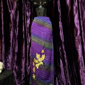 Elegant Purple and Yellow Floral Skirt